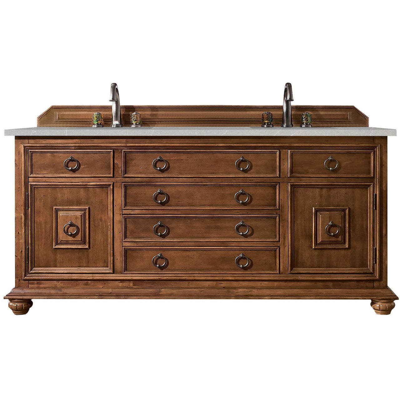 James Martin Mykonos 72" Double Vanity Vanity James Martin Cinnamon w/ 3 CM Eternal Serena Quartz Top 
