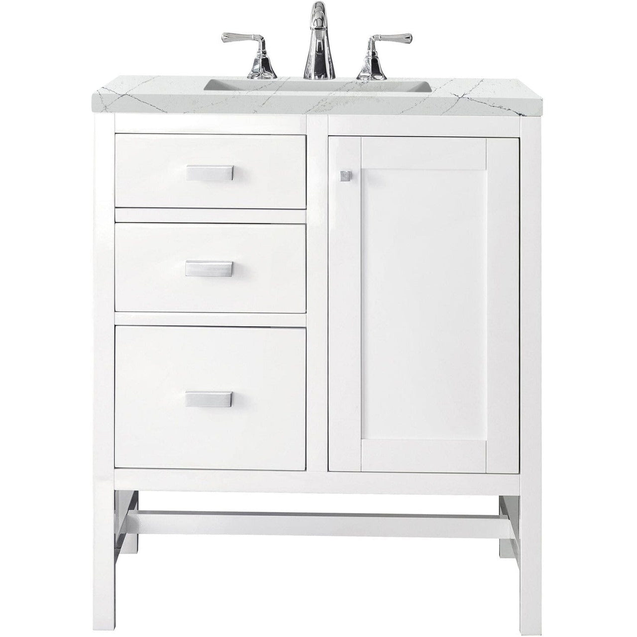 James Martin Addison 30" Single Vanity Vanity James Martin Glossy White w/ 3 CM Ethereal Noctis Top 