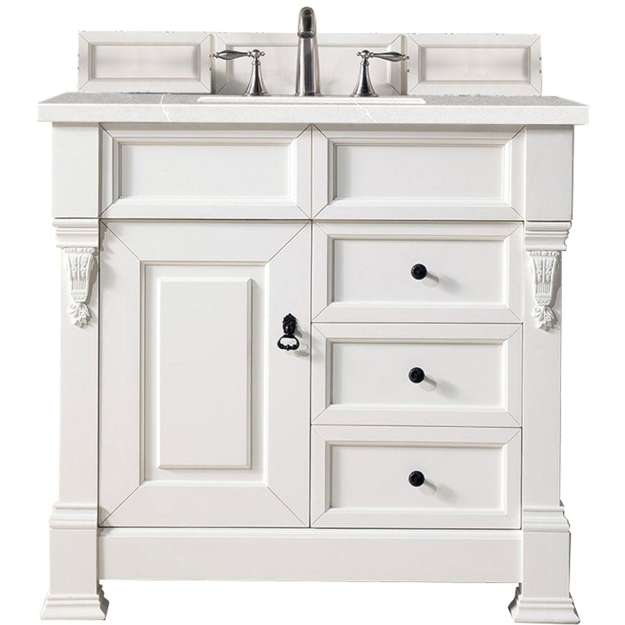 James Martin Brookfield 36" Single Vanity Vanities James Martin Bright White w/ 3 CM Eternal Serena Quartz Top 