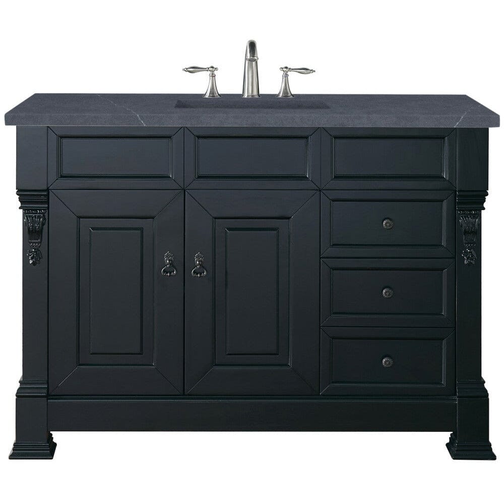 James Martin Brookfield 48" Single Vanity Vanities James Martin Antique Black w/ 3 CM Charcoal Soapstone Quartz Top 